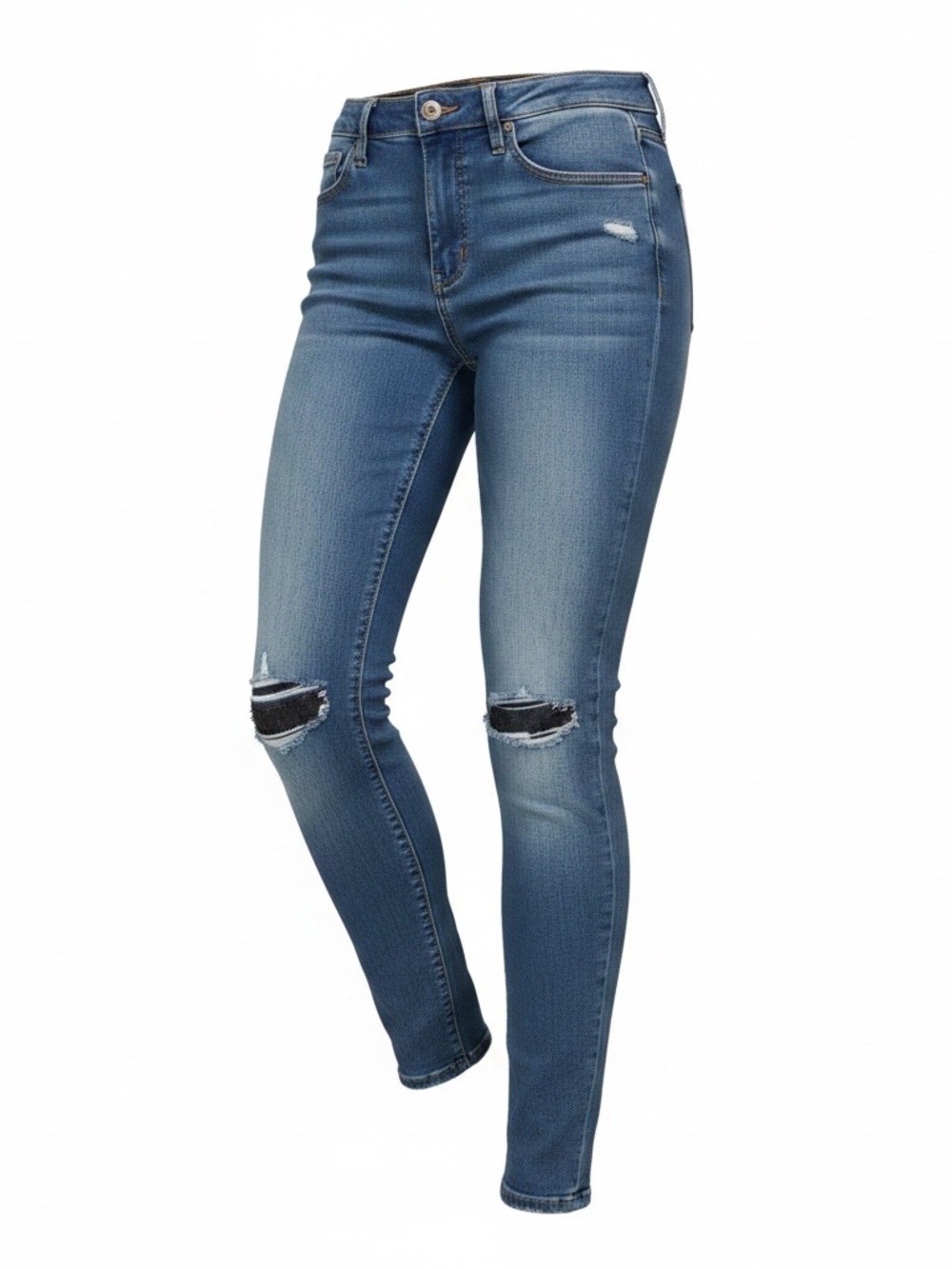 Articles Of Society Sarah Mead Blue w/ black thread distressed. Skinny Jeans